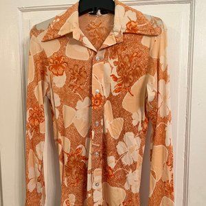 Authentic 1970s Vintage Patterned long sleeve shirt